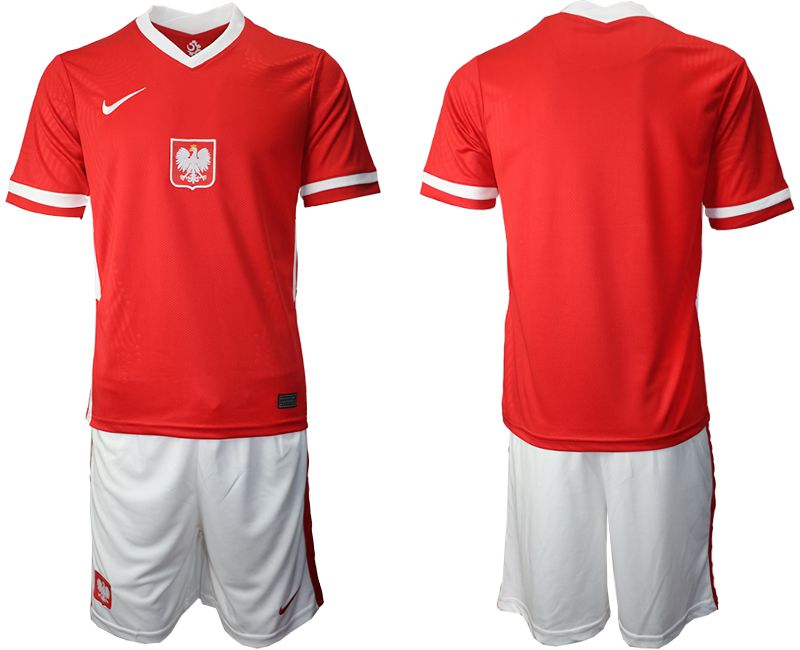 Men 2020-2021 European Cup Poland away red Blank Soccer Jersey->poland->Soccer Country Jersey
